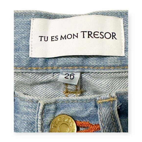 TU ES MON TRESOR Carnelian Jean 7 year,‎ high-rise turn-up jeans, Size 26 - Picture 5 of 15